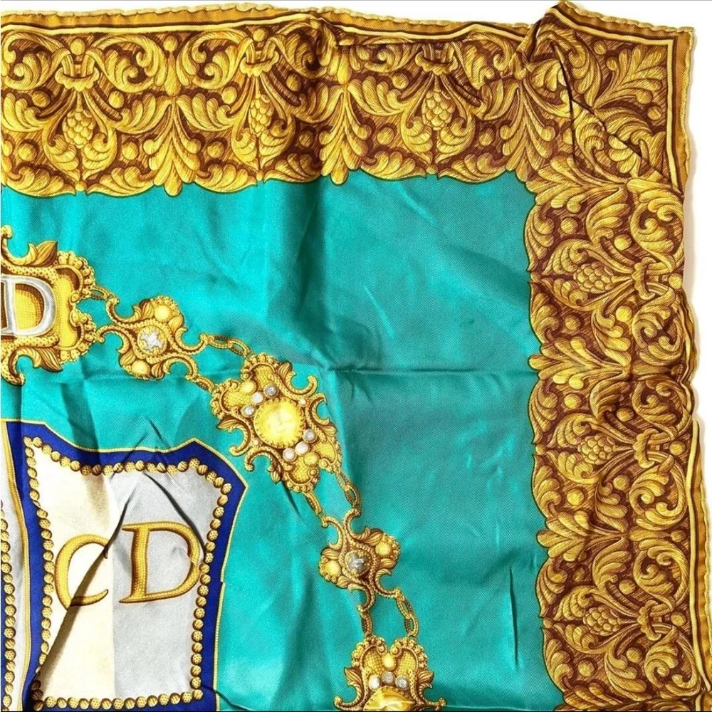 Dior Turquoise and Gold Scarf